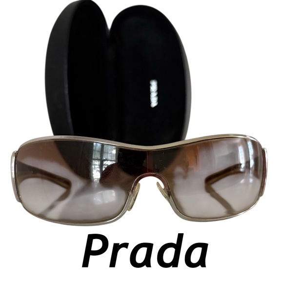 AUTHENTIC Prada wrapped Sunglasses trimmed in Silver - Picture 1 of 11